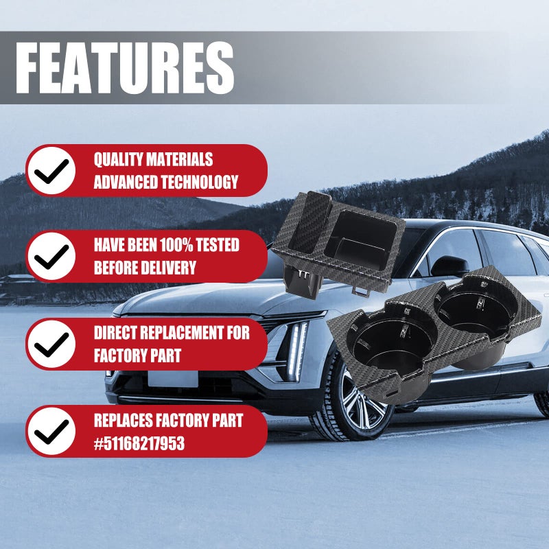 FEXON Cup Holder for BMW E46 3 Series 1998-2005 Replacement for Front Center Console Replace 51168217953 (Carbon Fiber) - Image 2